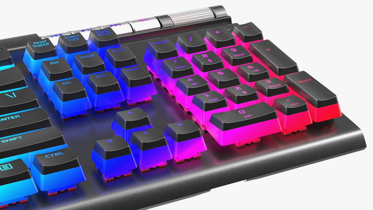 RGB Mechanical Gaming Keyboard switched On 3D