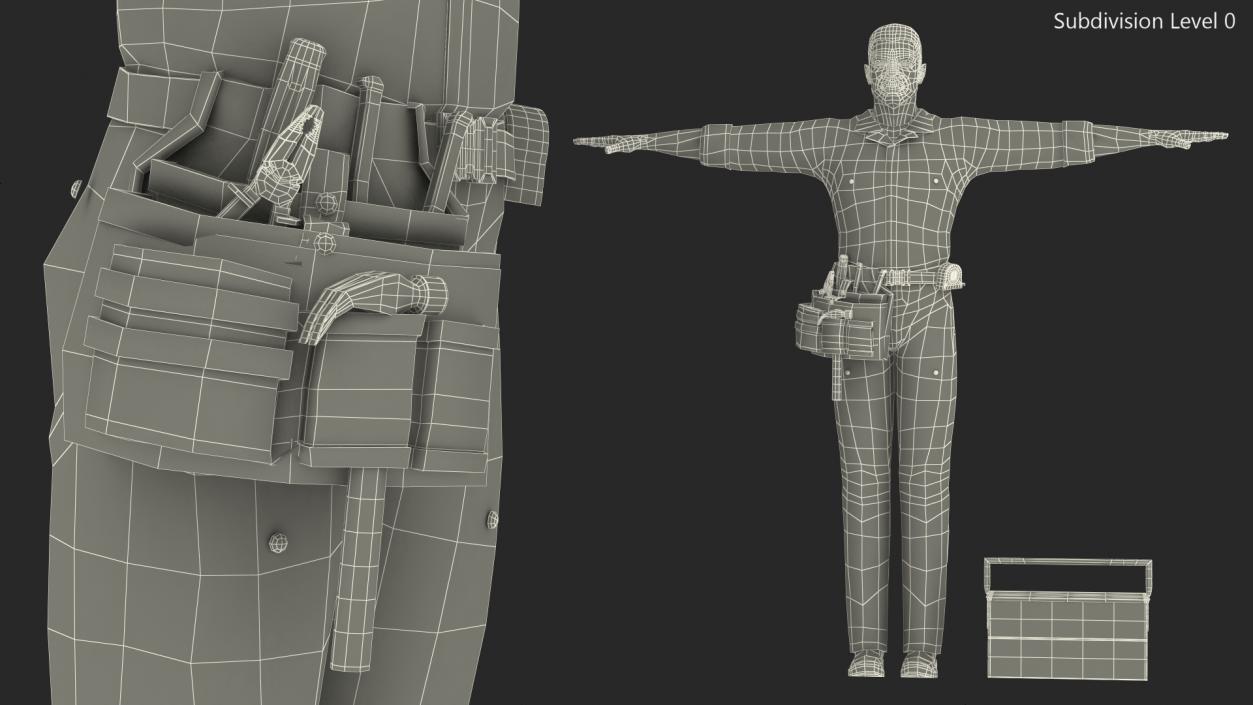 3D Light Skin Black Locksmith T Pose model