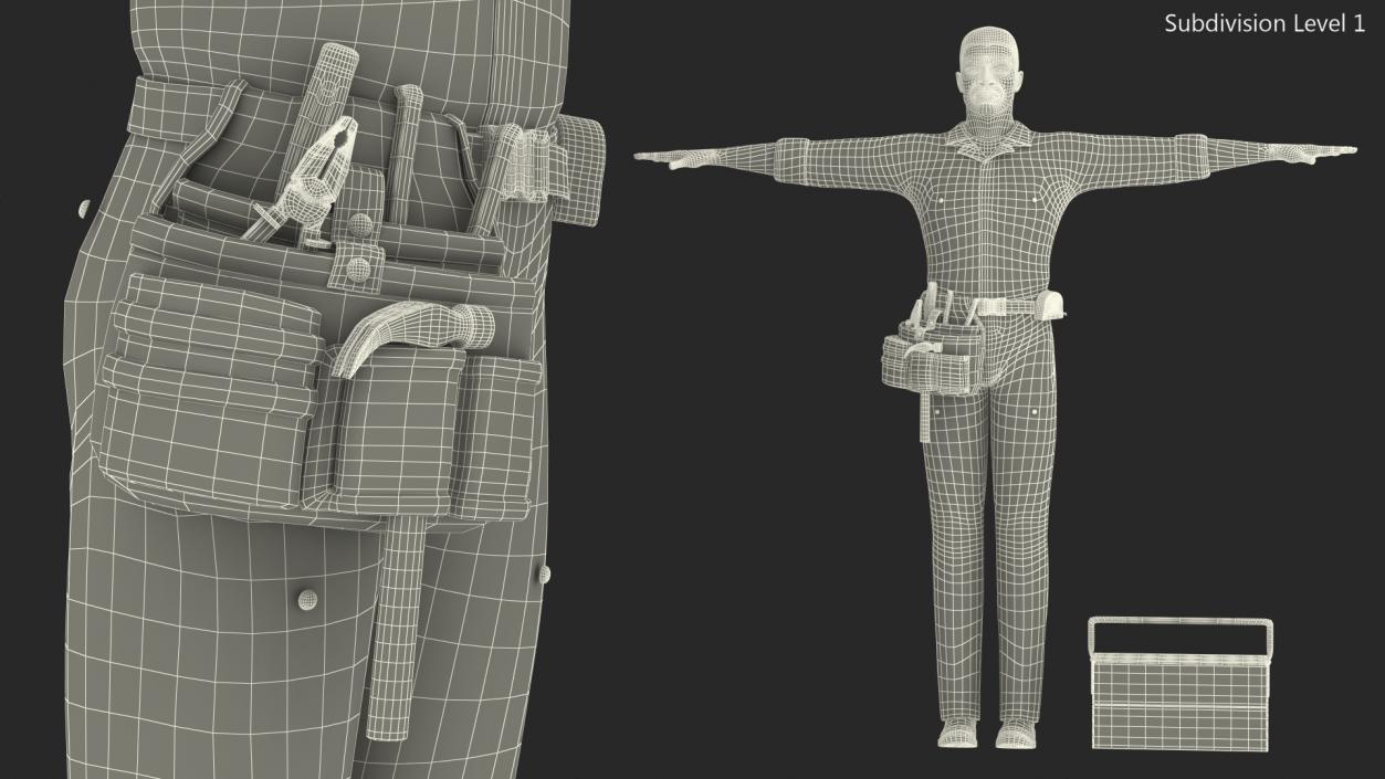 3D Light Skin Black Locksmith T Pose model