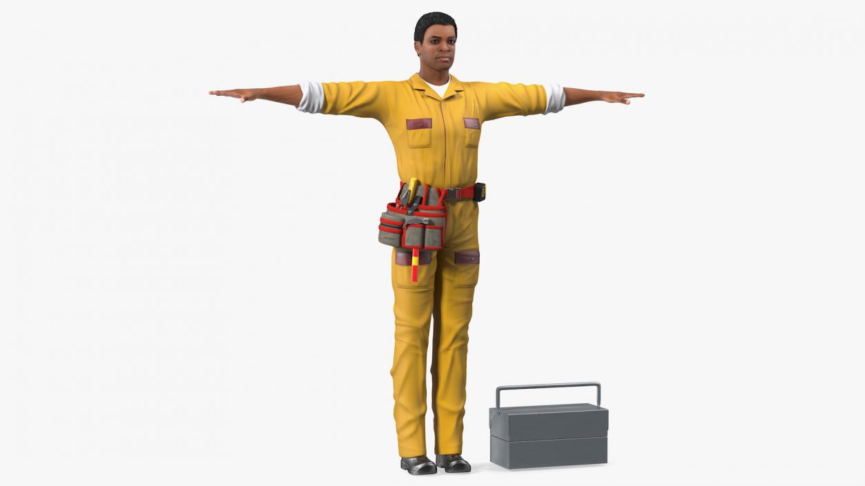 3D Light Skin Black Locksmith T Pose model