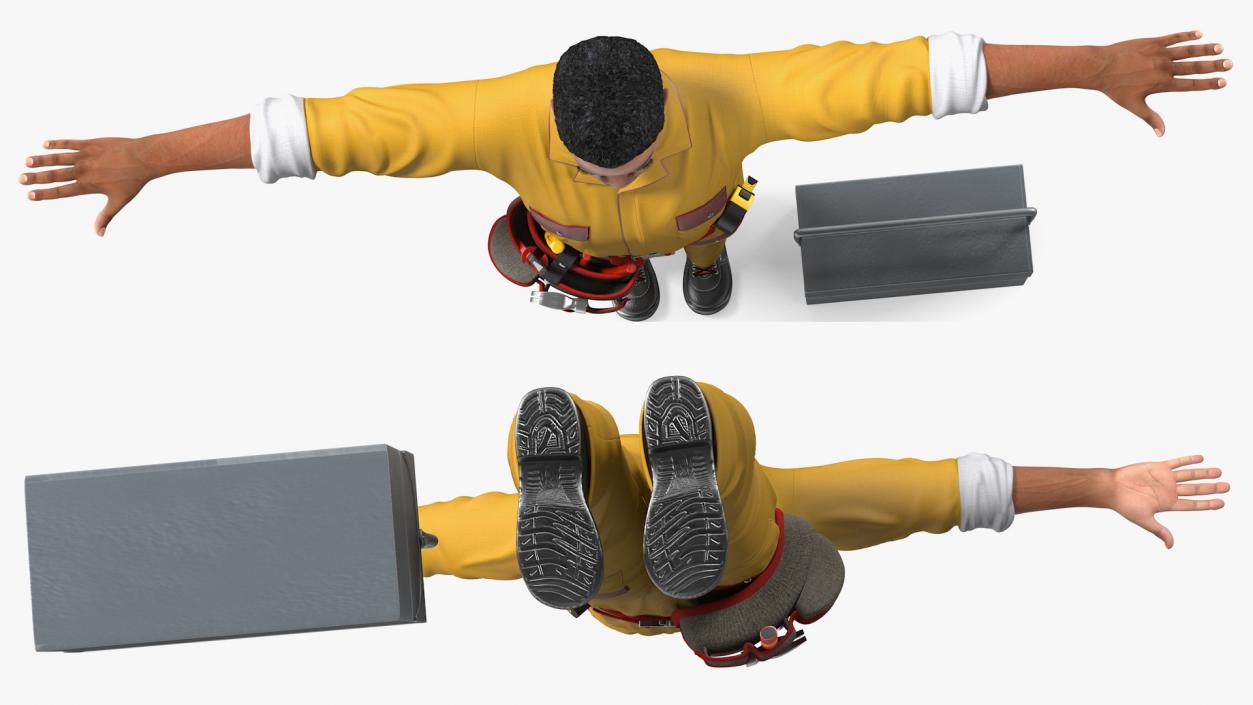 3D Light Skin Black Locksmith T Pose model