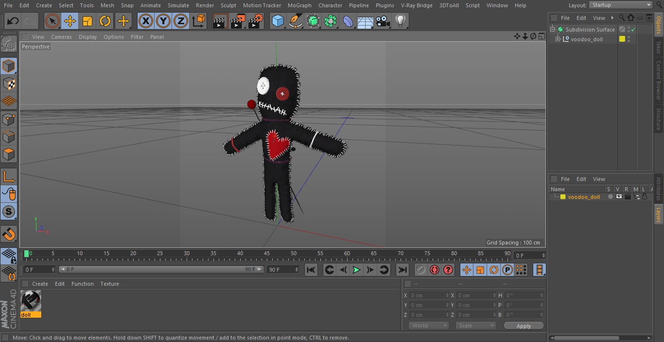 Voodoo Doll Black 3D