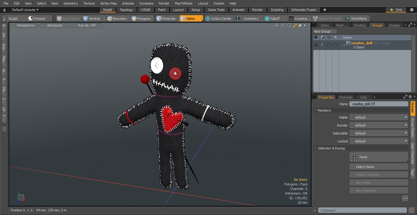 Voodoo Doll Black 3D