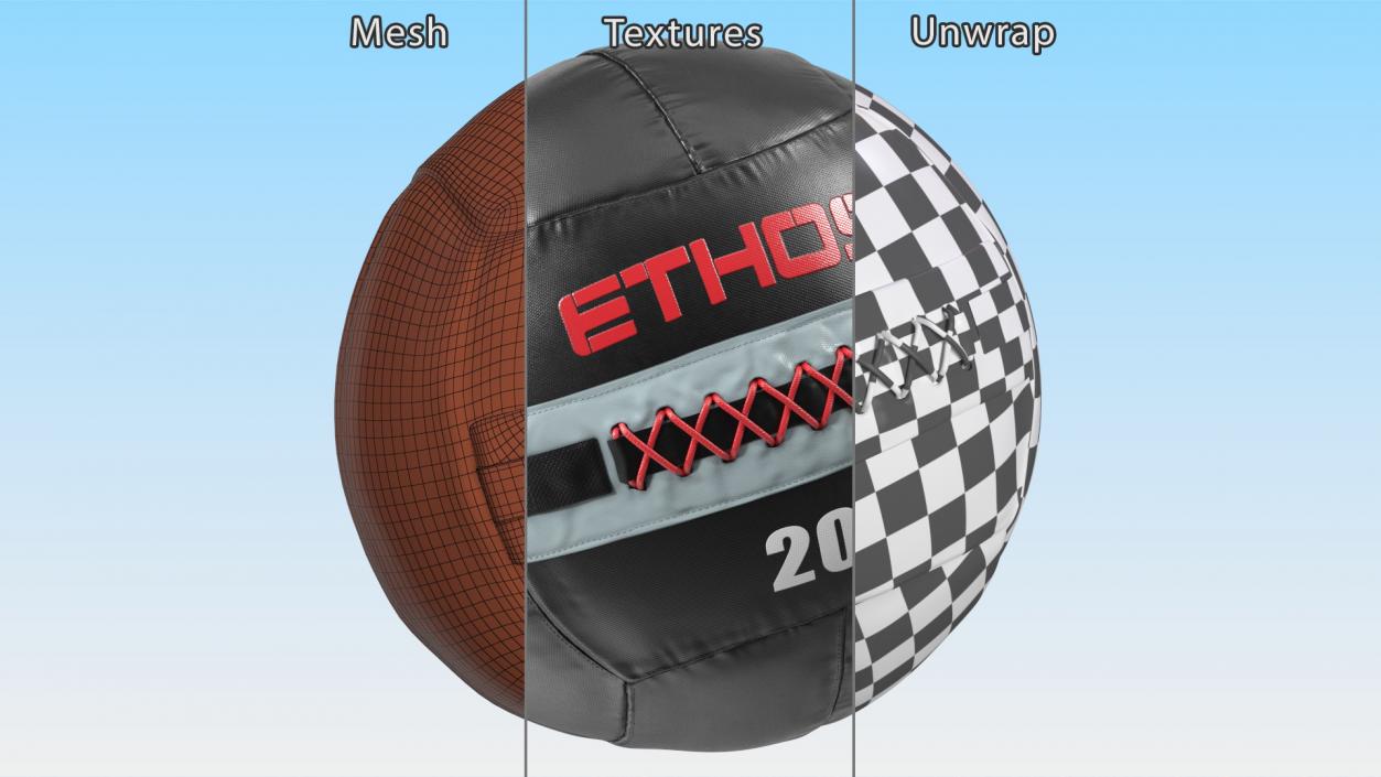 20 LB Fitness Medicine Ball 3D