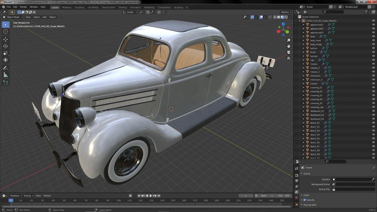 1936 Ford V8 Coupe Metallic 3D