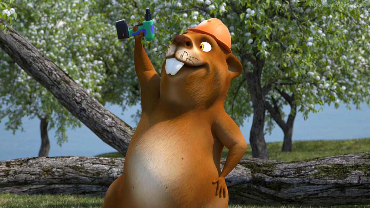 Cartoon Beaver with Screw Driver 3D