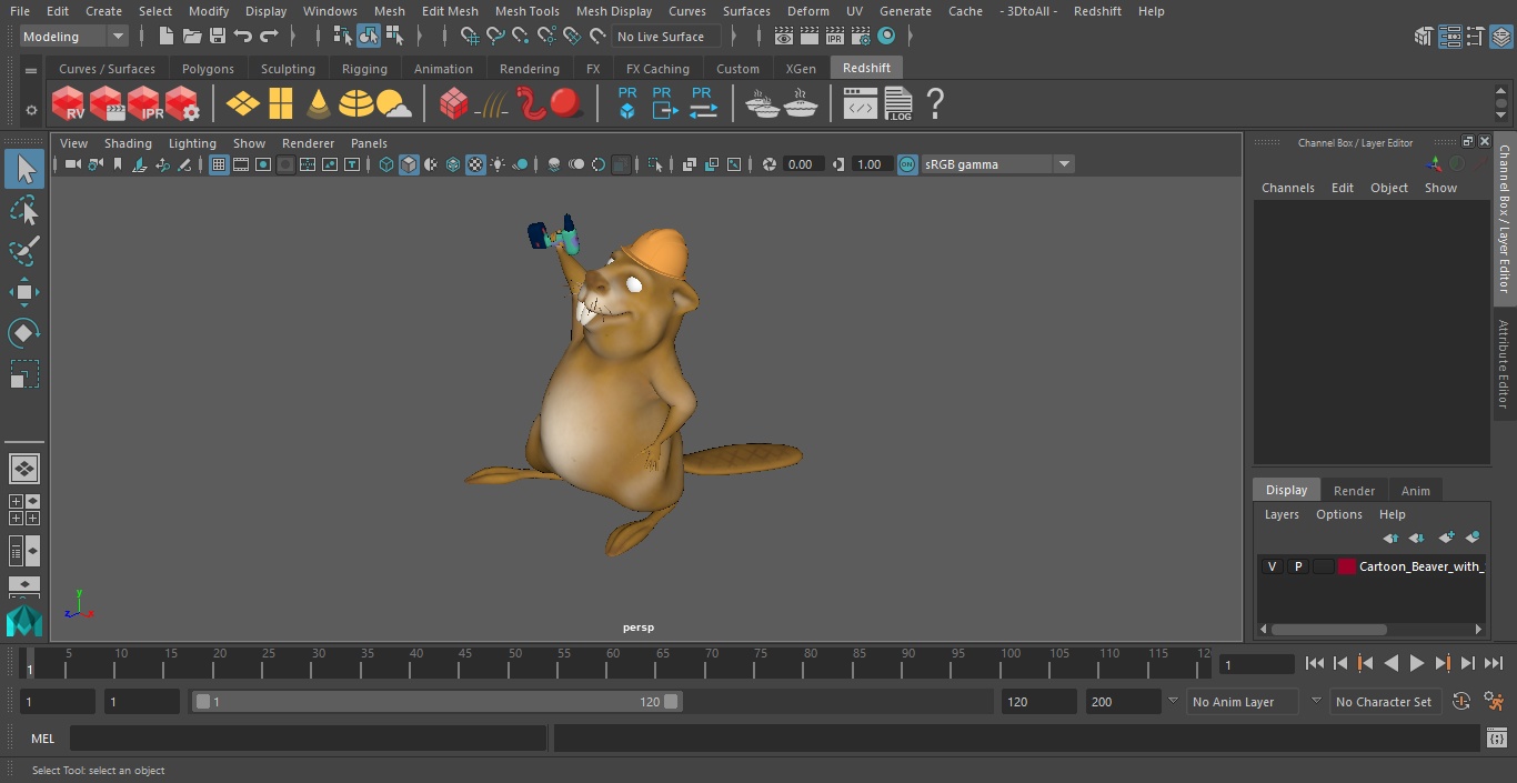 Cartoon Beaver with Screw Driver 3D