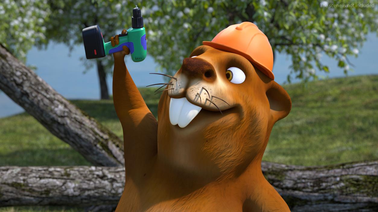 Cartoon Beaver with Screw Driver 3D