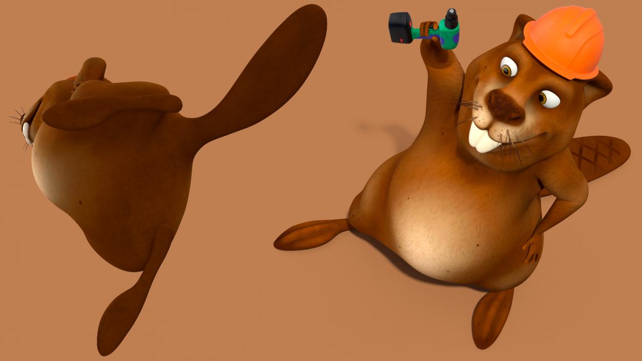 Cartoon Beaver with Screw Driver 3D