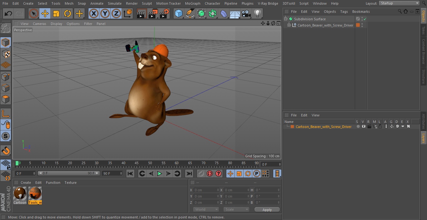 Cartoon Beaver with Screw Driver 3D