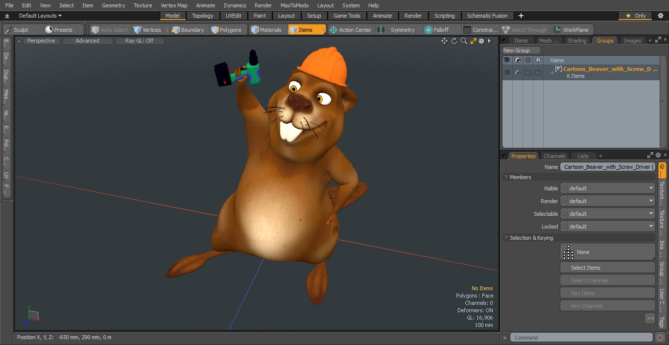 Cartoon Beaver with Screw Driver 3D