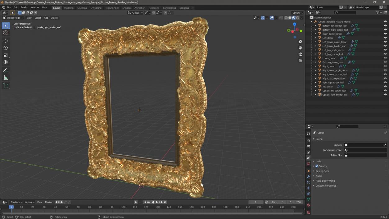 3D Ornate Baroque Picture Frame model