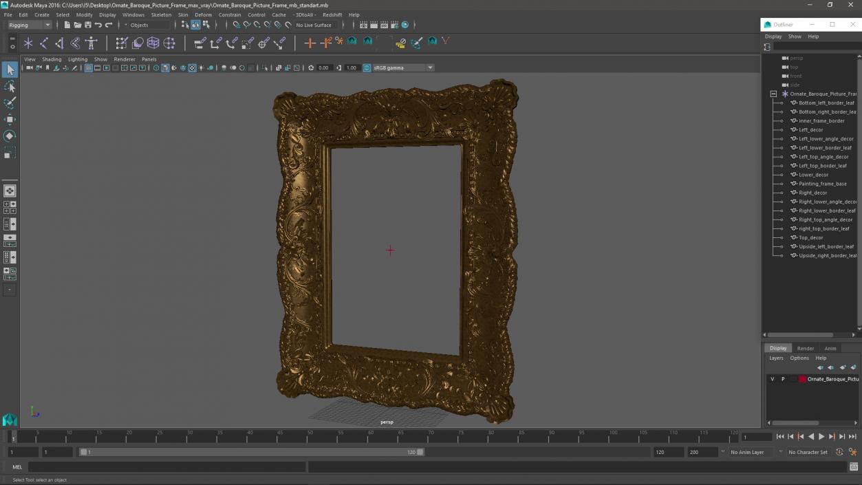 3D Ornate Baroque Picture Frame model