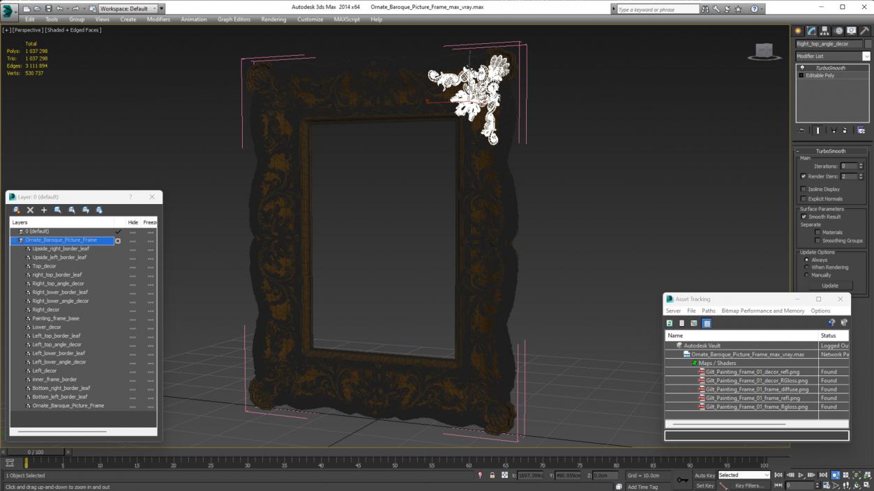 3D Ornate Baroque Picture Frame model