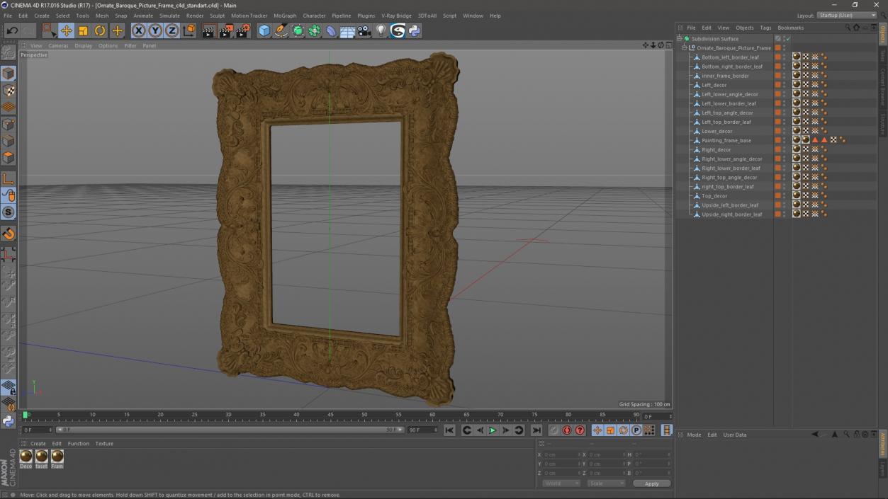 3D Ornate Baroque Picture Frame model