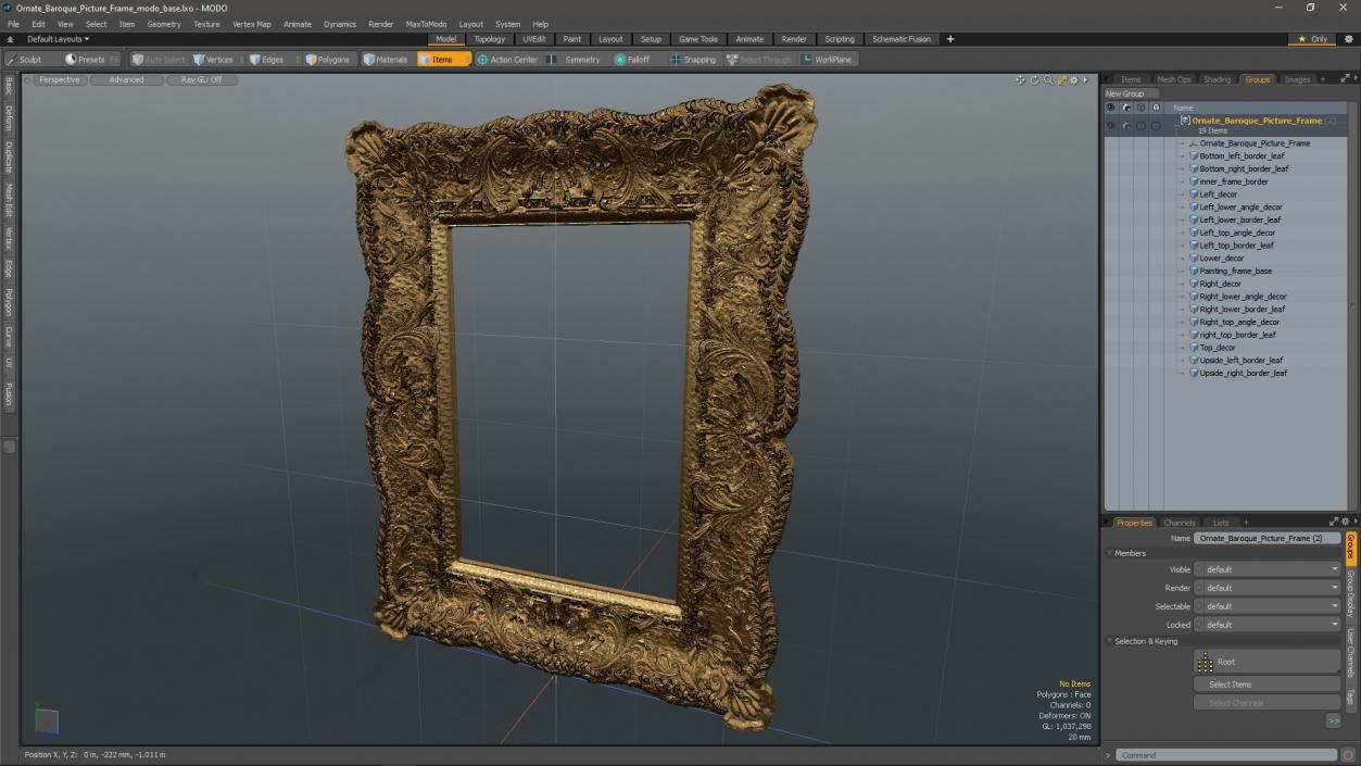 3D Ornate Baroque Picture Frame model