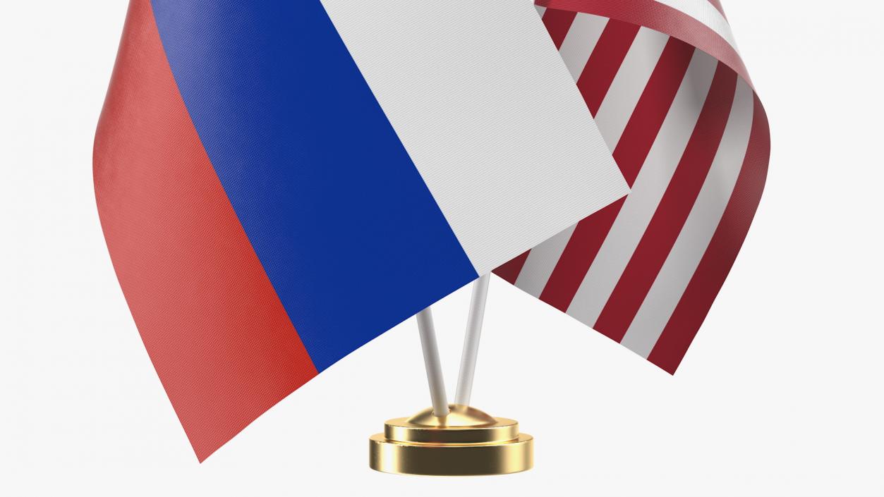 3D Table Flags USA and Russia