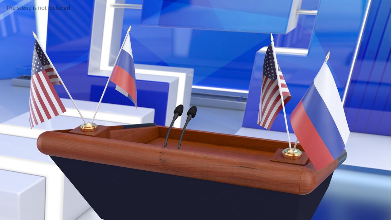 3D Table Flags USA and Russia