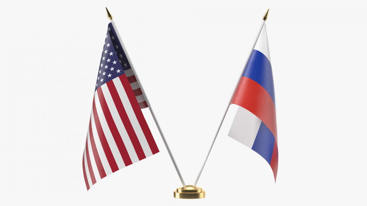 3D Table Flags USA and Russia