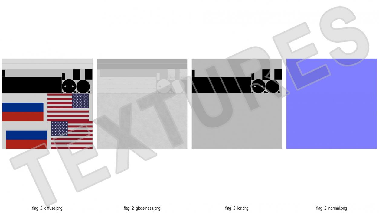 3D Table Flags USA and Russia