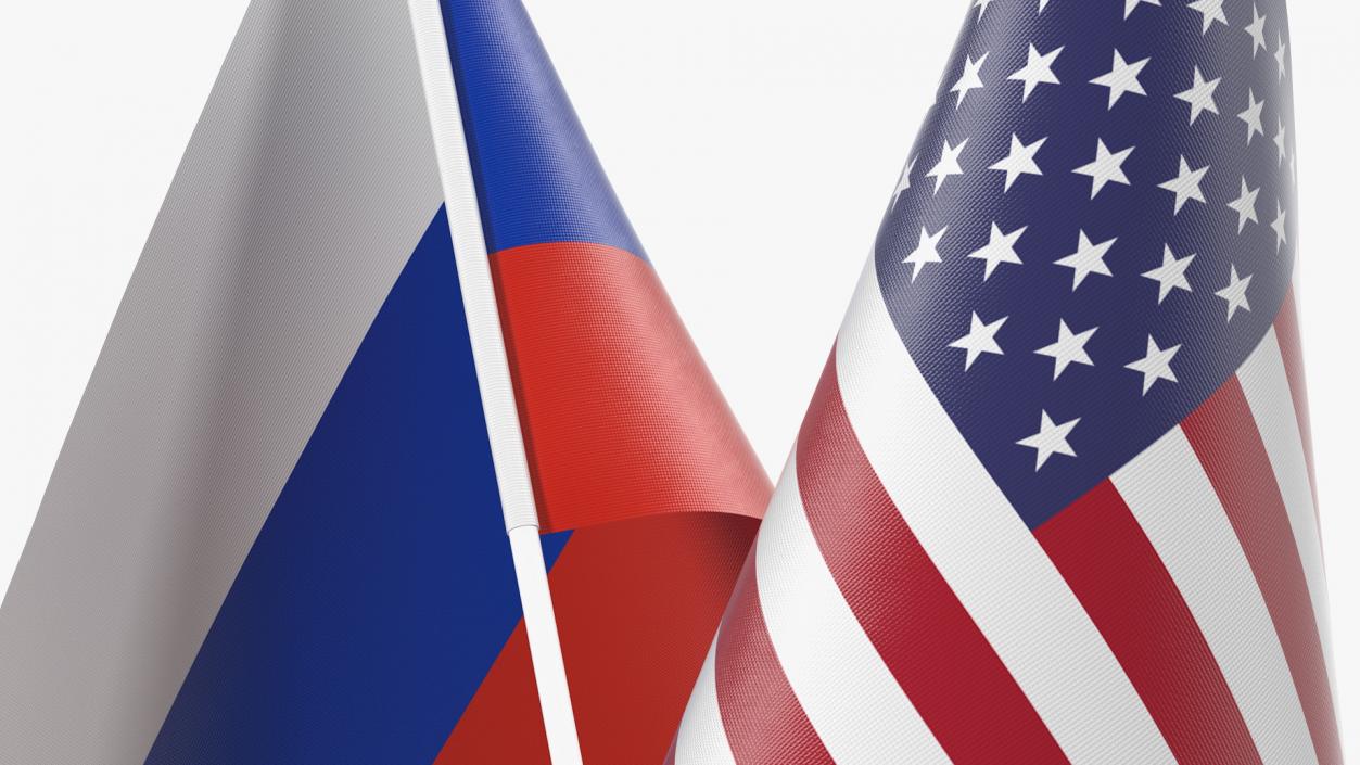 3D Table Flags USA and Russia