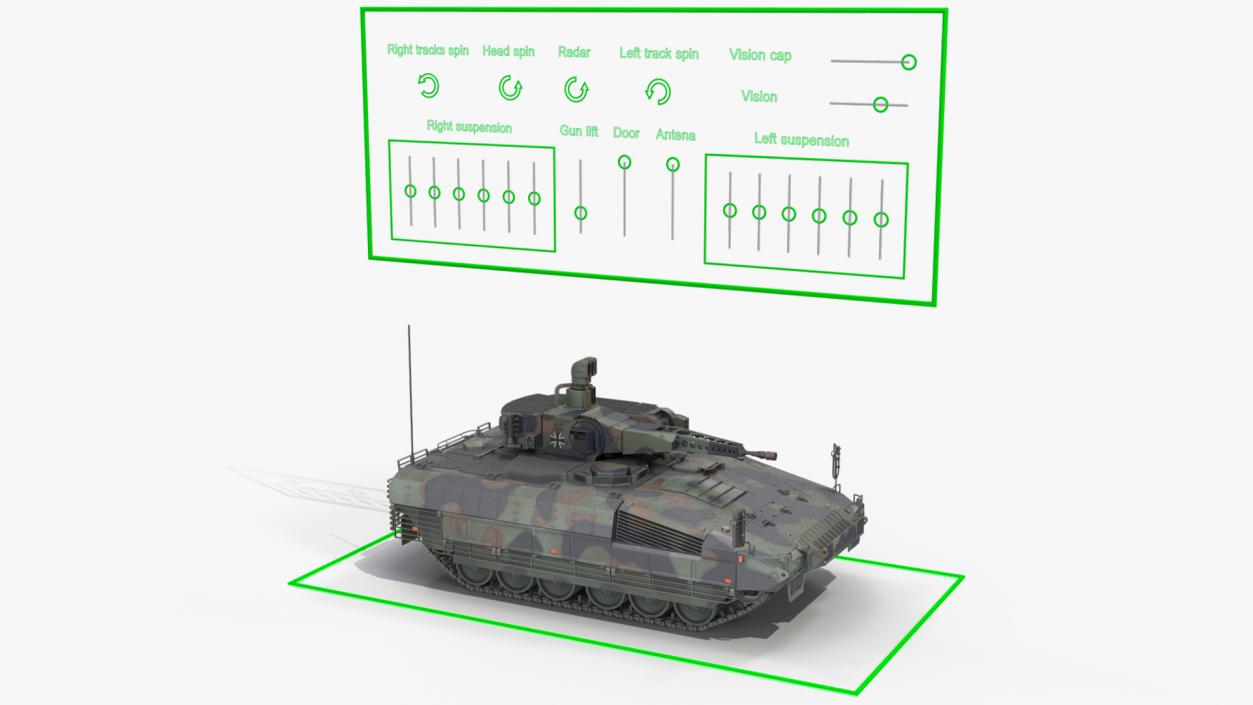 Puma German IFV Military Tank Green Rigged 3D