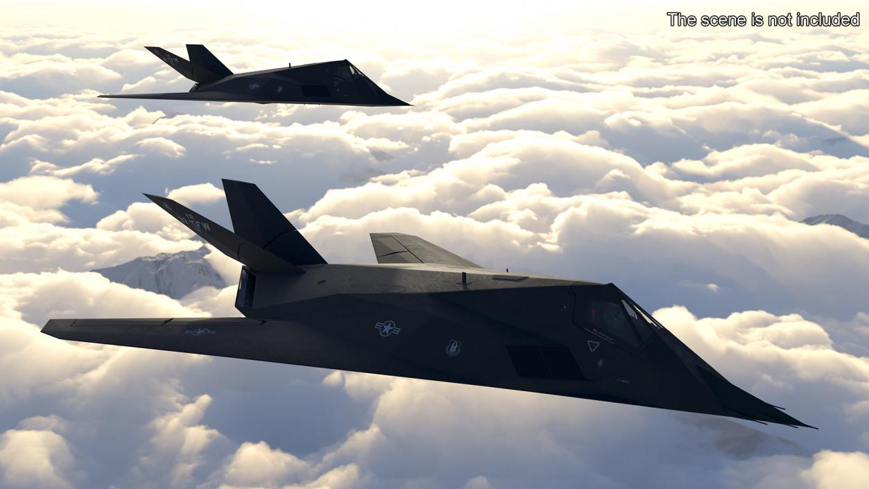 Stealth F-117 Nighthawk with Pilot in Flight 3D model