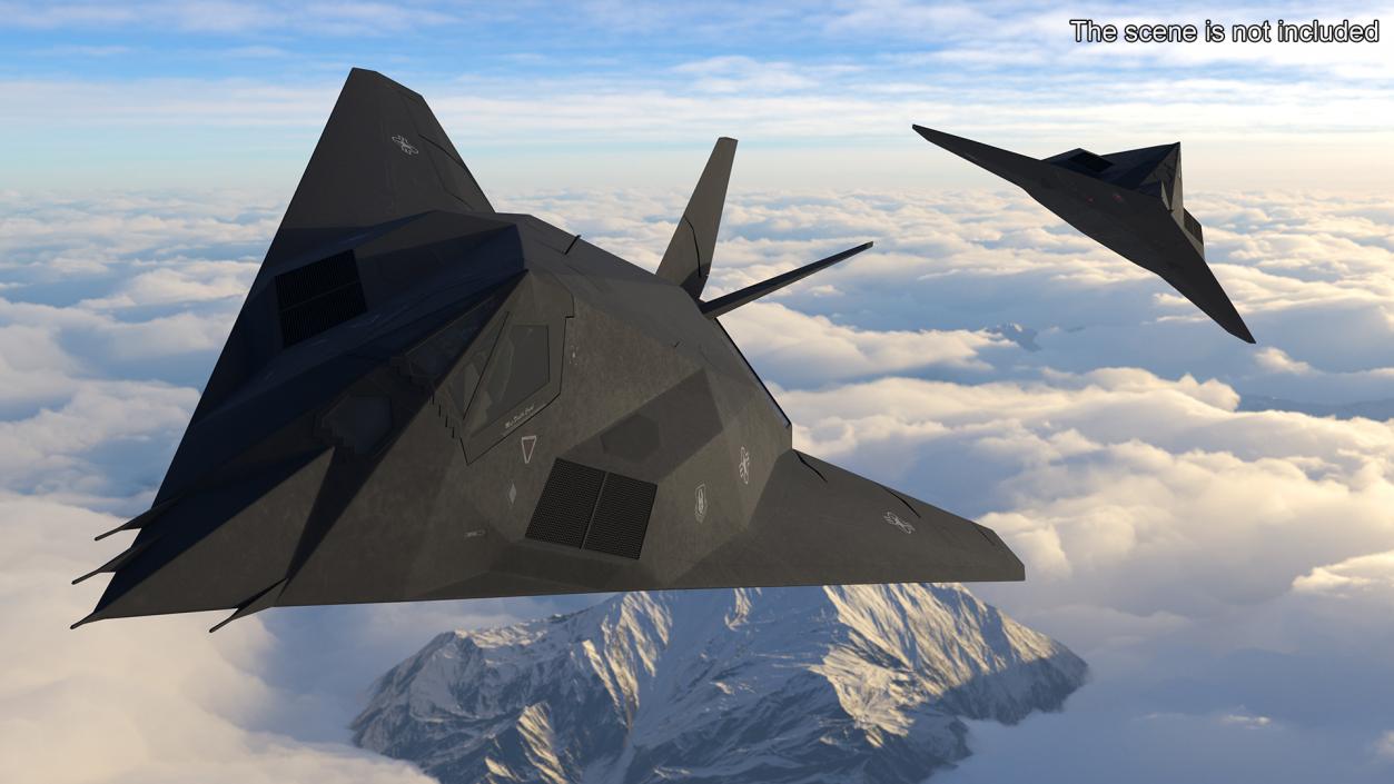 Stealth F-117 Nighthawk with Pilot in Flight 3D model