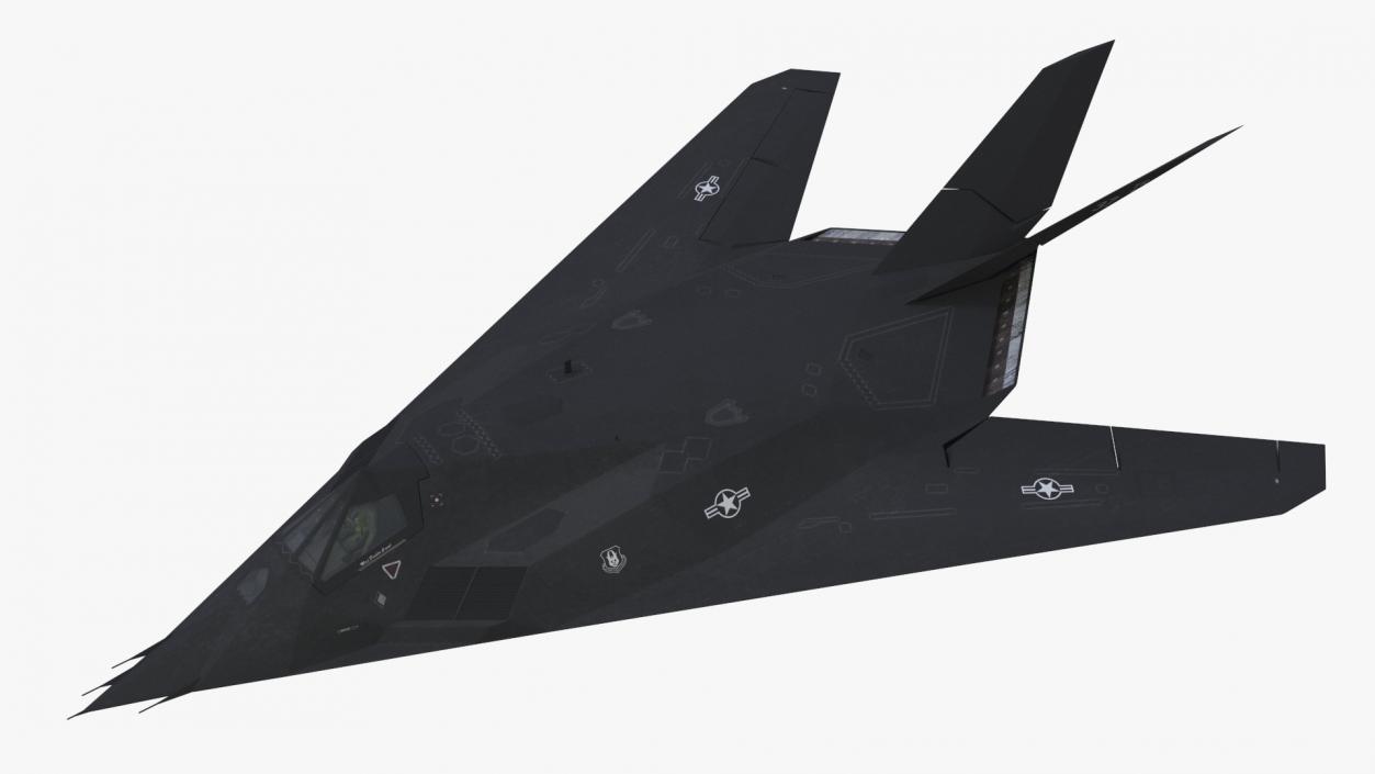 Stealth F-117 Nighthawk with Pilot in Flight 3D model