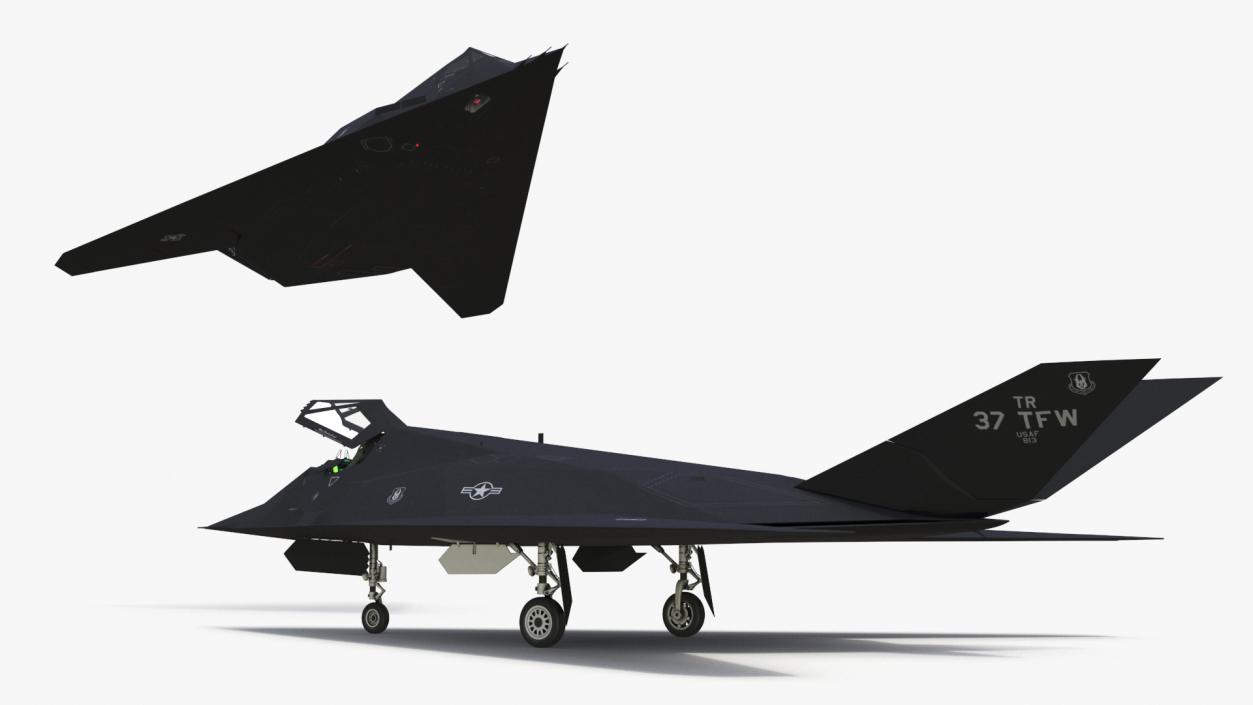 Stealth F-117 Nighthawk with Pilot in Flight 3D model