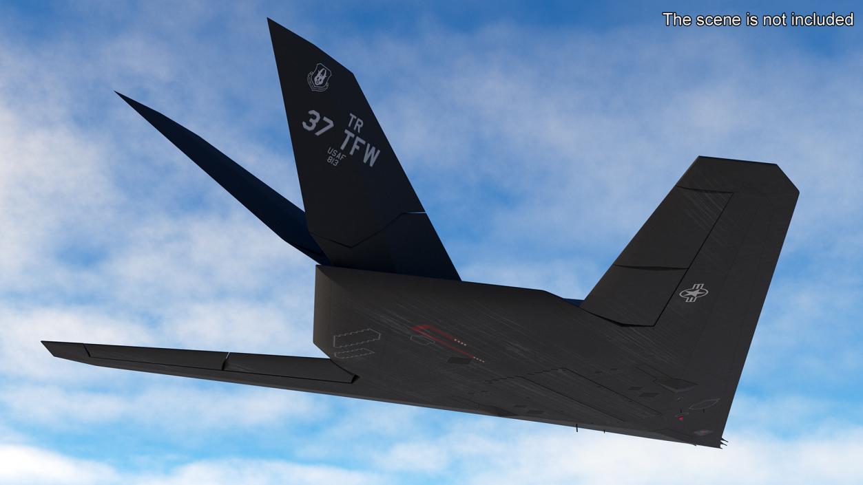 Stealth F-117 Nighthawk with Pilot in Flight 3D model