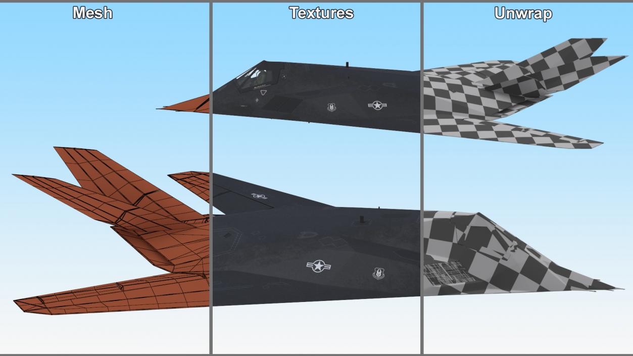 Stealth F-117 Nighthawk with Pilot in Flight 3D model