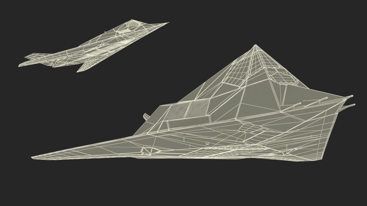 Stealth F-117 Nighthawk with Pilot in Flight 3D model