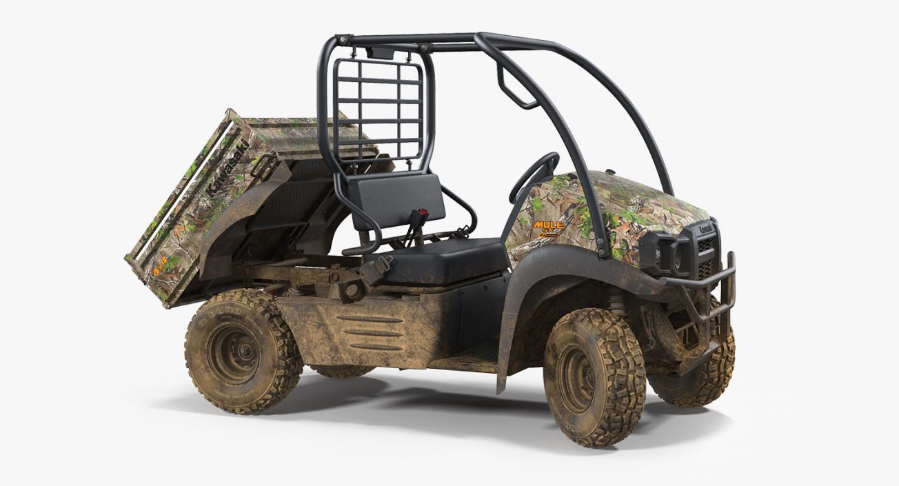 3D model Kawasaki MULE 4x4 2019 Camo Dirty Rigged