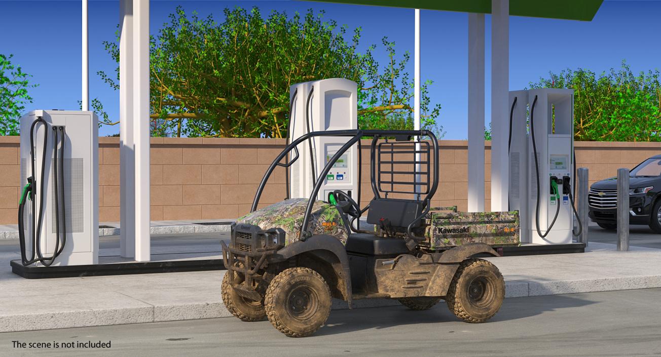 3D model Kawasaki MULE 4x4 2019 Camo Dirty Rigged