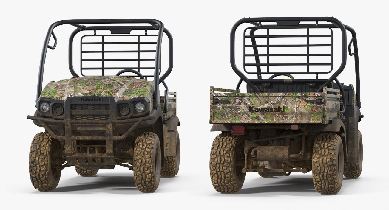 3D model Kawasaki MULE 4x4 2019 Camo Dirty Rigged