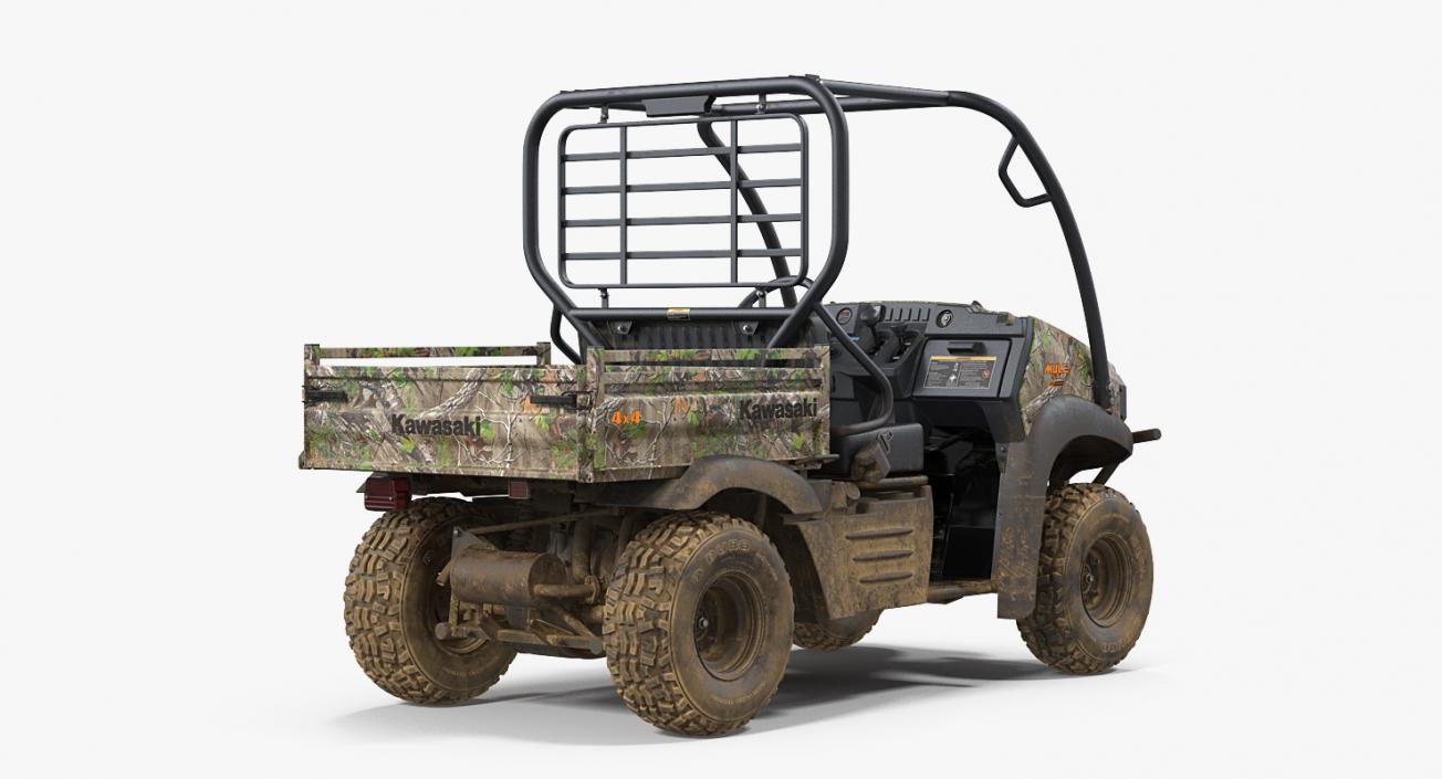 3D model Kawasaki MULE 4x4 2019 Camo Dirty Rigged