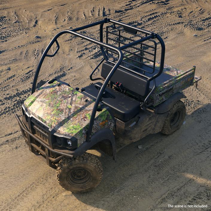 3D model Kawasaki MULE 4x4 2019 Camo Dirty Rigged