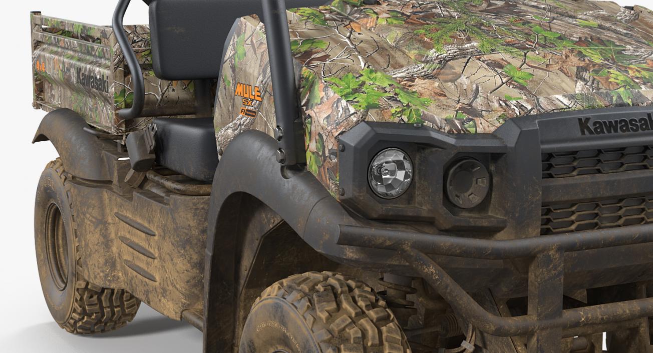 3D model Kawasaki MULE 4x4 2019 Camo Dirty Rigged