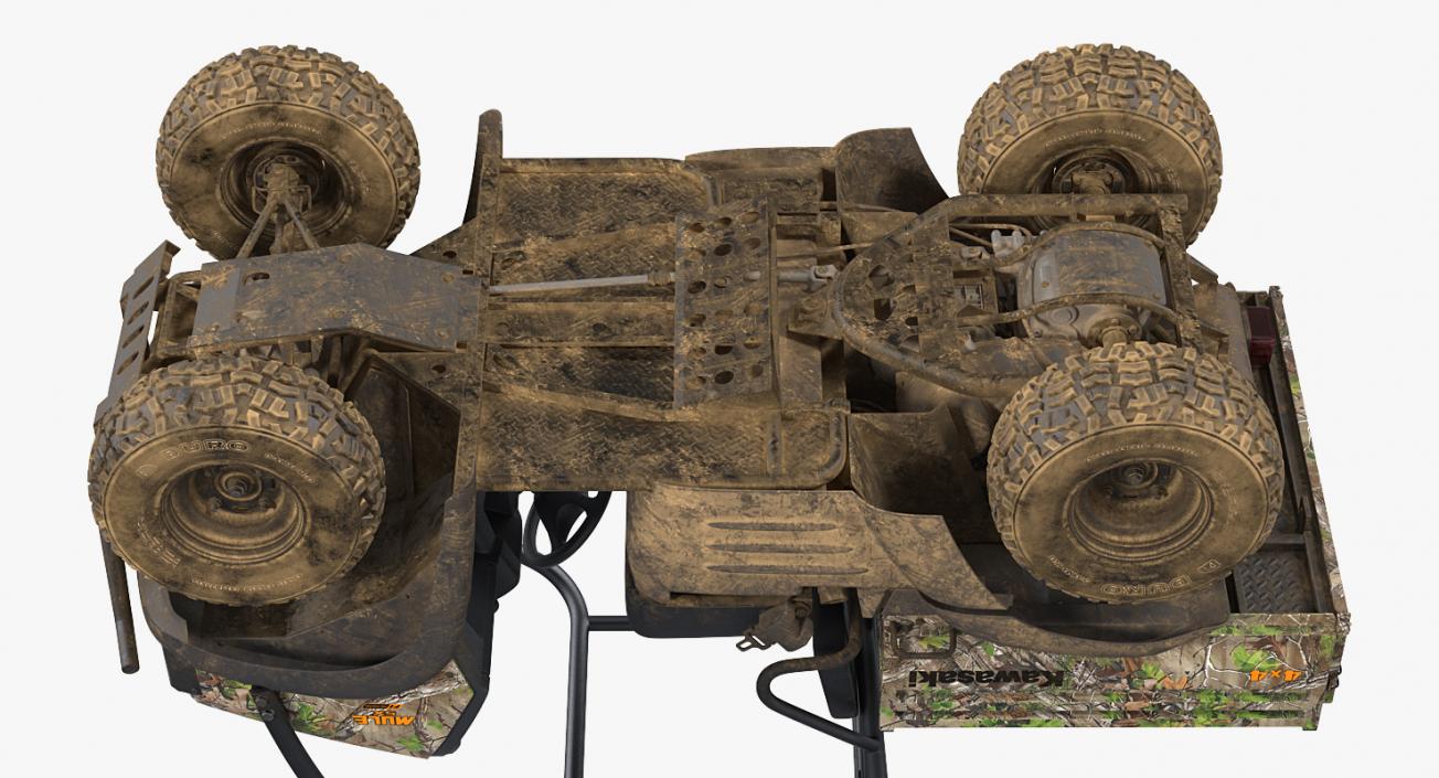 3D model Kawasaki MULE 4x4 2019 Camo Dirty Rigged