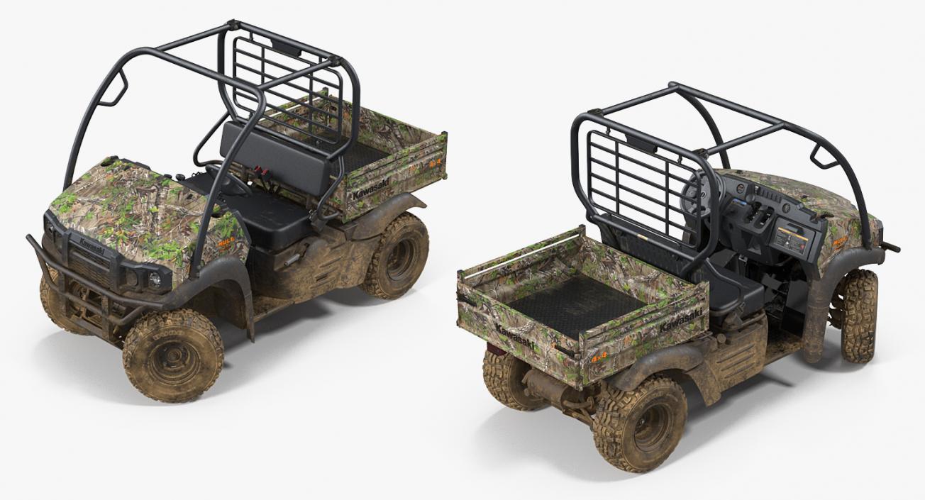 3D model Kawasaki MULE 4x4 2019 Camo Dirty Rigged