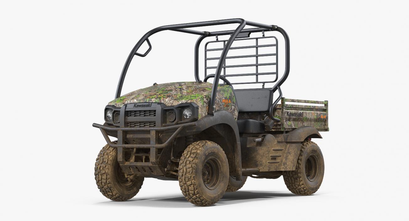 3D model Kawasaki MULE 4x4 2019 Camo Dirty Rigged