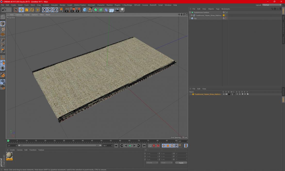 Traditional Tatami Straw Matress 3D