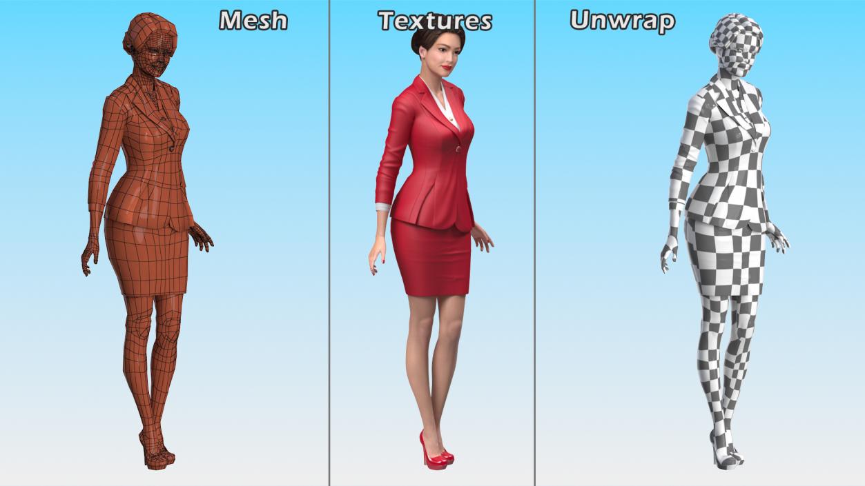 Asian Business Woman Standing Pose 3D model