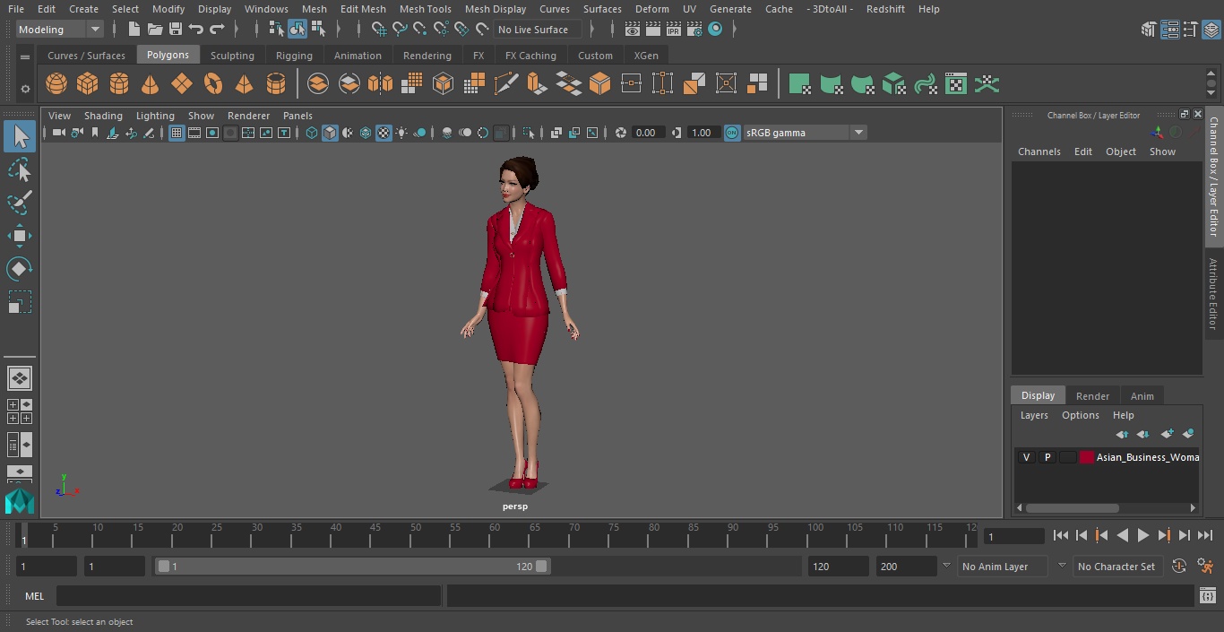 Asian Business Woman Standing Pose 3D model