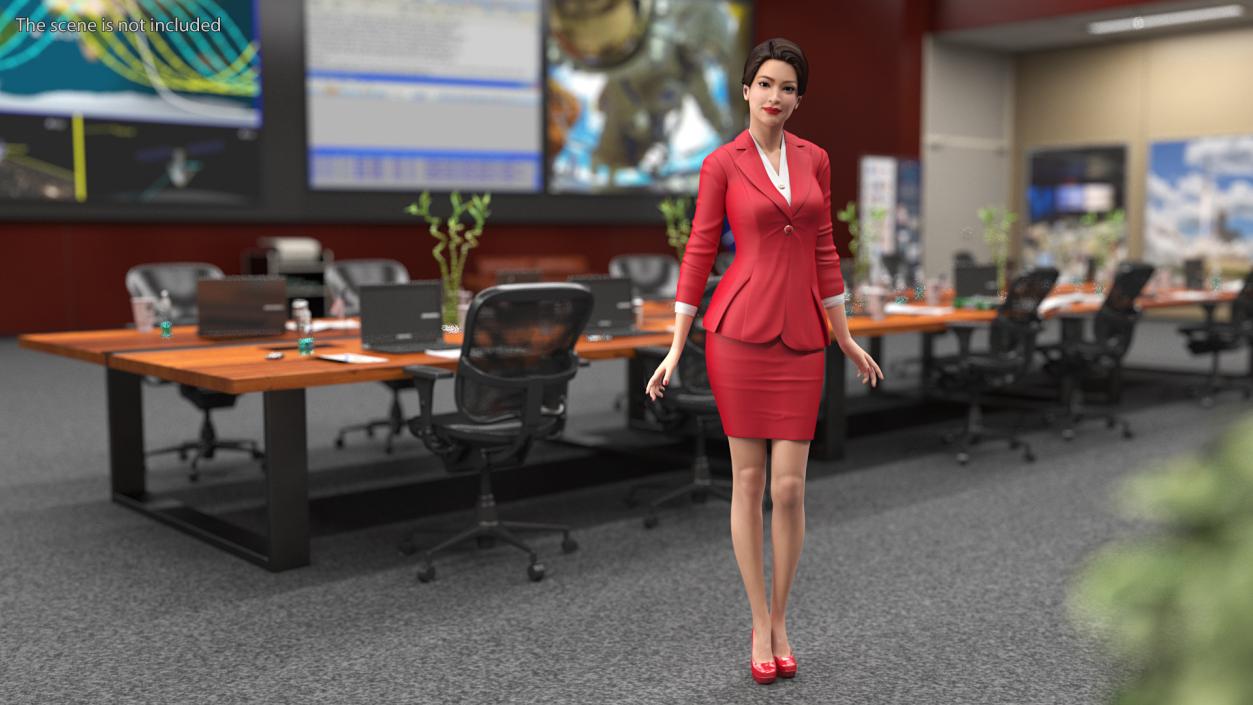 Asian Business Woman Standing Pose 3D model