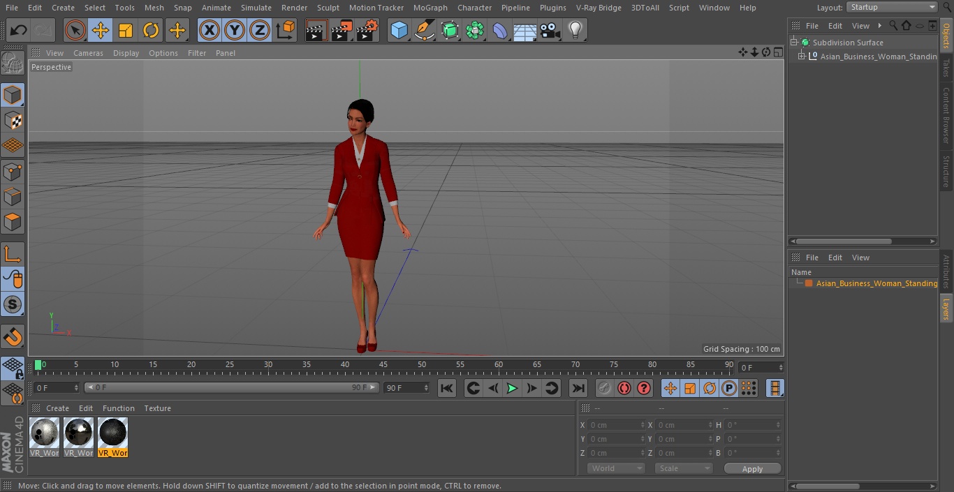 Asian Business Woman Standing Pose 3D model