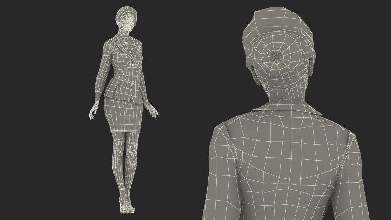 Asian Business Woman Standing Pose 3D model