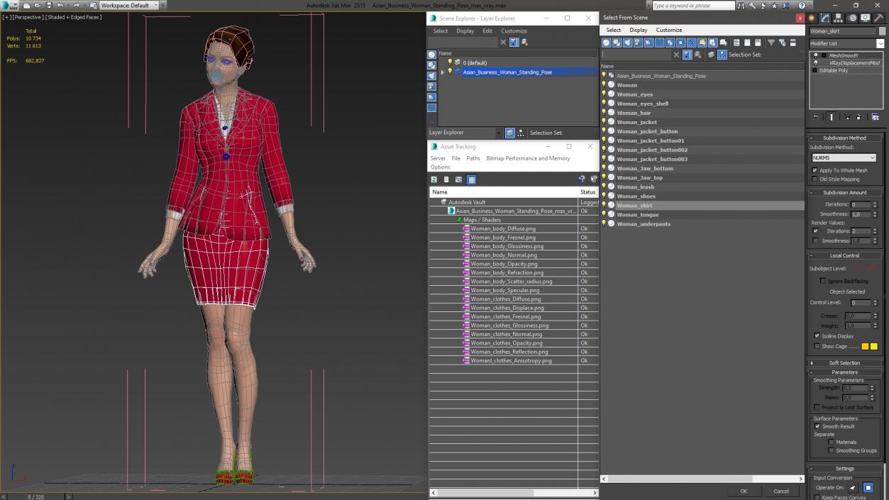 Asian Business Woman Standing Pose 3D model