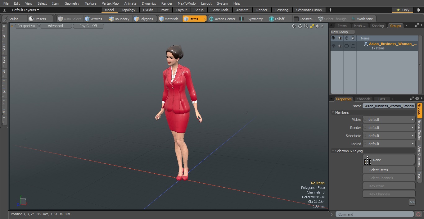 Asian Business Woman Standing Pose 3D model